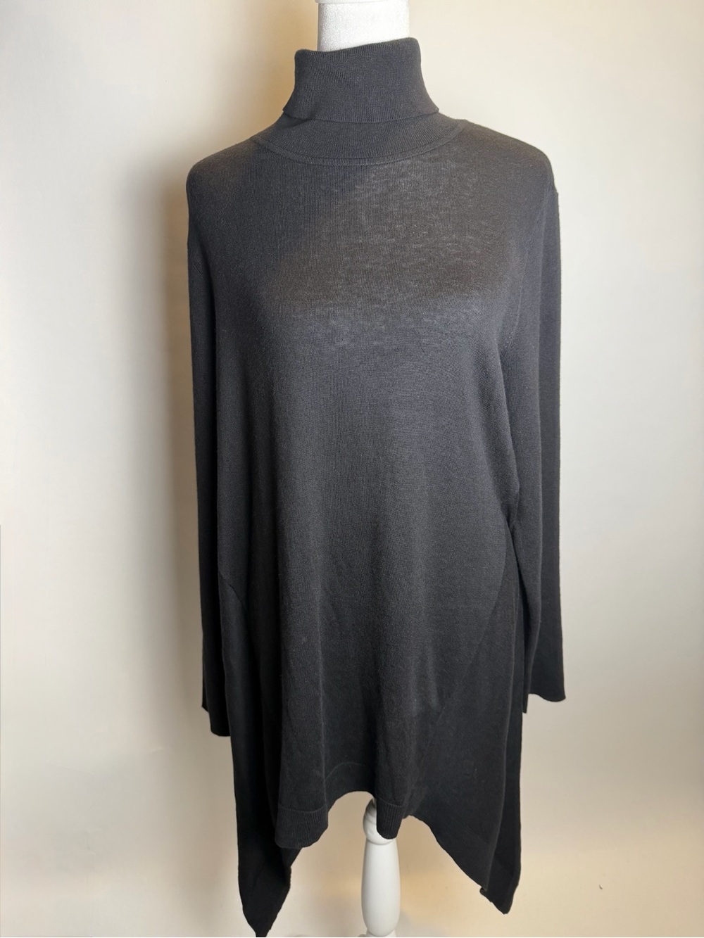 Chico's Cashmere Blend Black Sharkbite Turtleneck